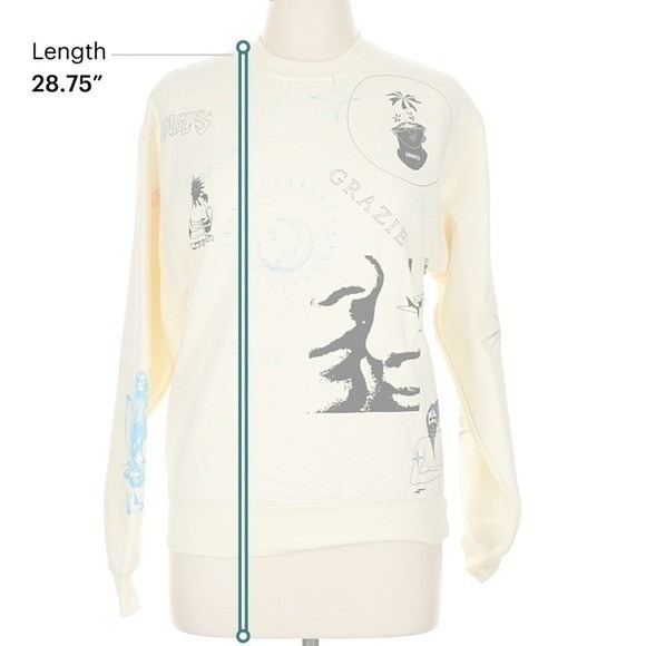 Jungles Jungles Graphic Test Print Crewneck Sweatshirt‎ Cream Medium Streetwear - Picture 6 of 8